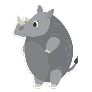 Rhino - Standing Sticker - Vinyl Sticker For Laptops, Cars, Water Bottles - High Quality, Durable