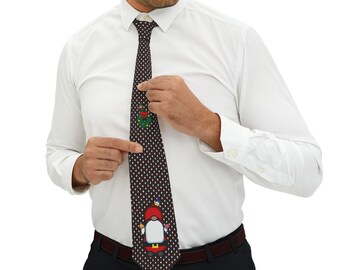 Festive Christmas Neck Tie with Santa Claus Design, Holiday Attire for Men, Perfect Gift for Father Dad Husband, Brother, costume shirt sack