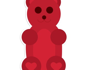 Gummy Bear - Red Sticker - Vinyl Sticker For Laptops, Cars, Water Bottles - High Quality, Durable