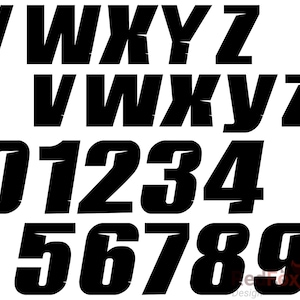 May include: Black and white font alphabet with uppercase letters V, W, X, Y, Z and lowercase letters v, w, x, y, z, and numbers 0, 1, 2, 3, 4, 5, 6, 7, 8, 9.