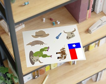 Texan Pride Sticker Sheet: Patriotic Cowboy texas sticker, texas tech gift for him or gifts for her, austin texas art and texas longhorns