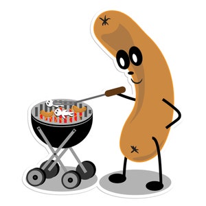 Pegatina de barbacoa para perritos calientes, pegatina de vinilo para ordenadores portátiles, coches, botellas de agua, alta calidad, duradera