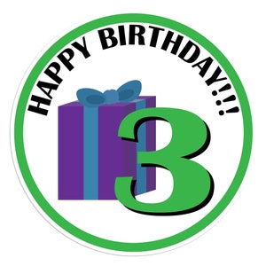Pegatina de feliz cumpleaños 3, pegatina de vinilo para ordenadores portátiles, coches, botellas de agua, alta calidad y duradera