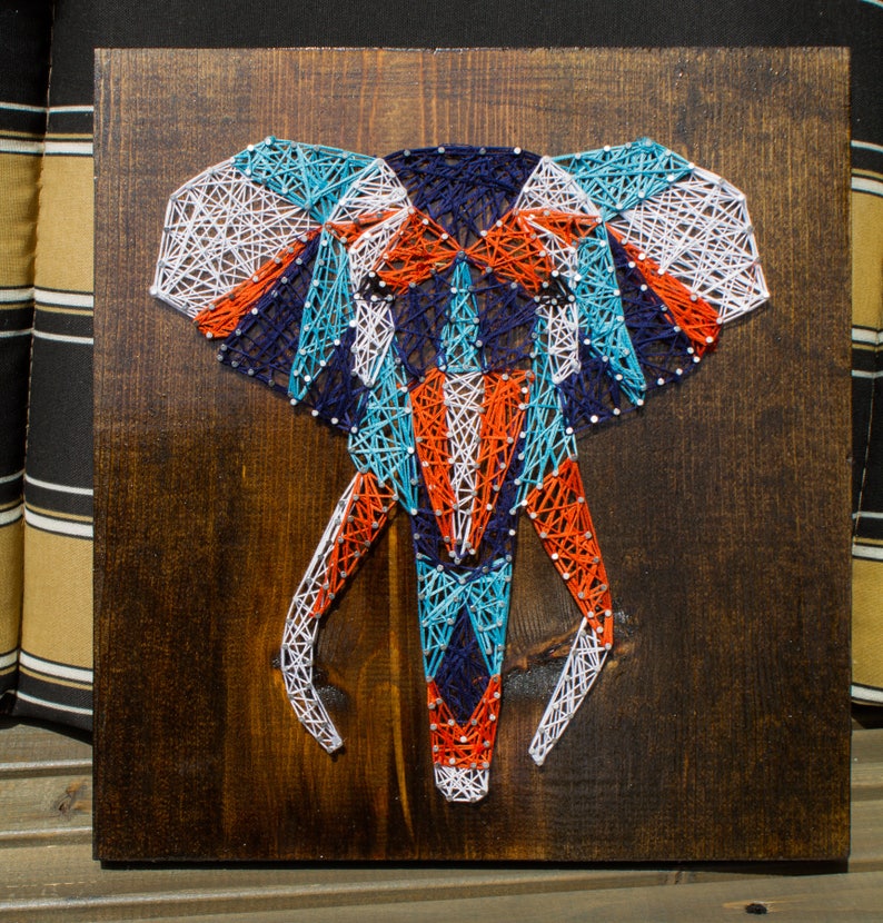 Geometric Elephant String Art Elephant Wall Decor Elephant Etsy