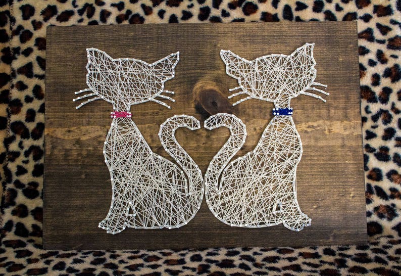Cat String Art Kitten String Art Cat lovers cat gifts home image 1