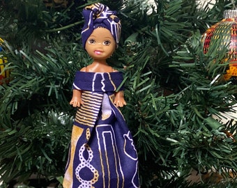 Purple and Gold African Christmas Doll Ornaments - African Ornaments - Tree Decor - Christmas Tree Decor - Ornaments and Accent