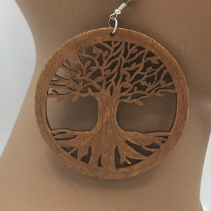 Tree of Life Wooden Earrings Laser Cut Wood Earrings Big Large Lazer Cut Nubian Grace image 1