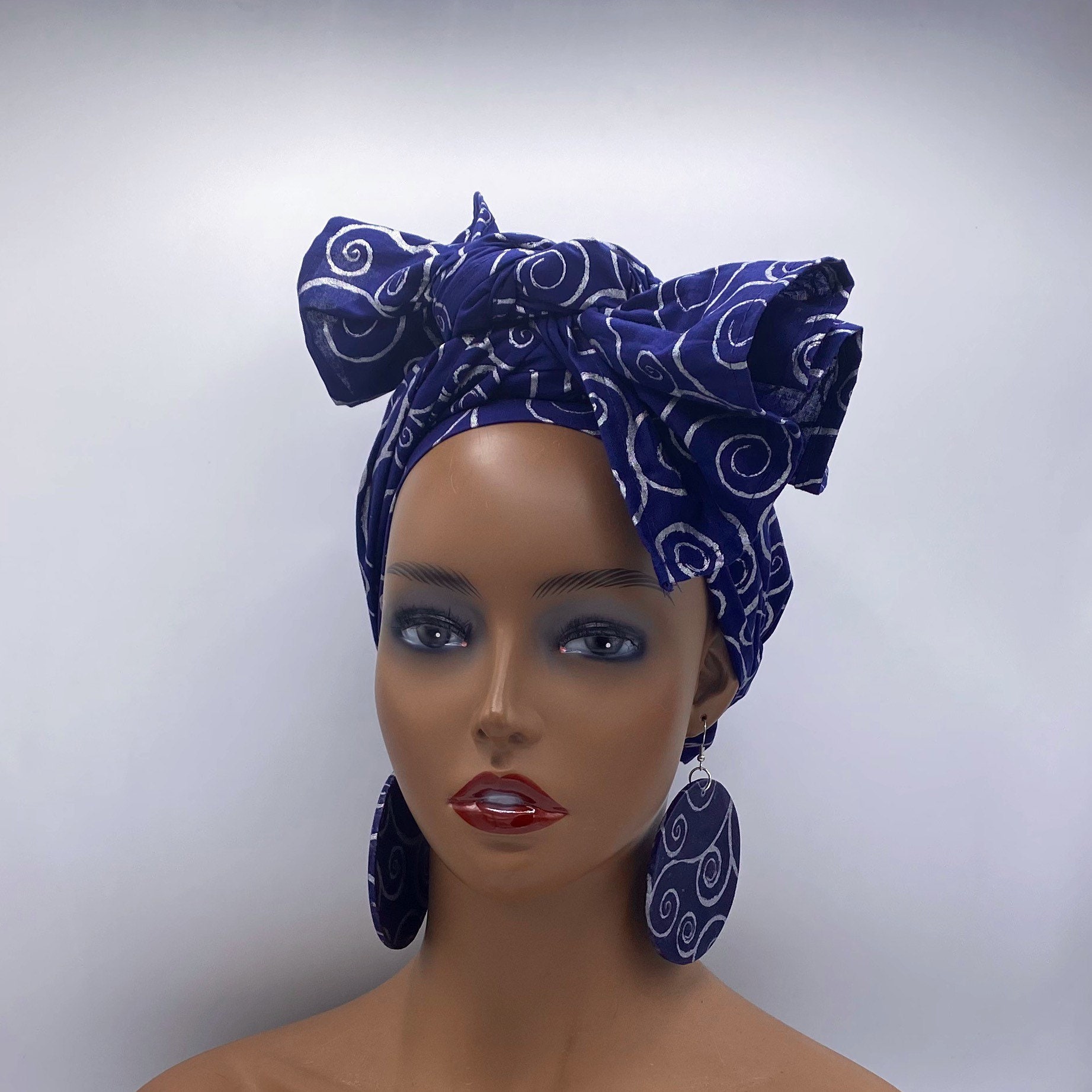Blue and Silver Headwrap Ice Blue & Silver Raffia Top Knot Headband | LouisGeorge  main image 2