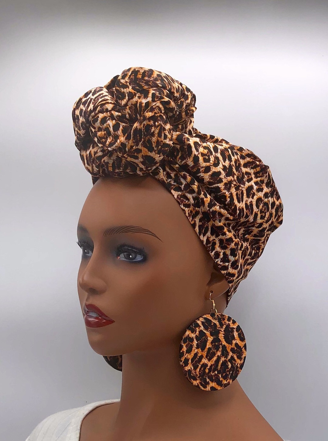 Cheetah Print African Head Wrap African Turban African Scarf Head Wraps