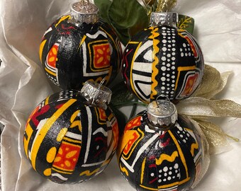 African Print Ornaments - African Ornaments - African Decor - Kente Ornament - African American Christmas Ornaments - Handmade Ornaments