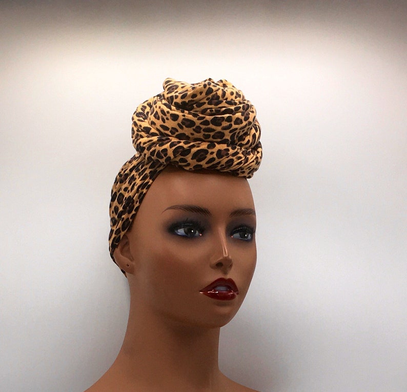 Cheetah Stretch Head Wrap Jersey Head Wrap African Scarf Etsy
