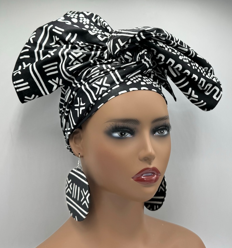 Black & White African Head Wrap image 6