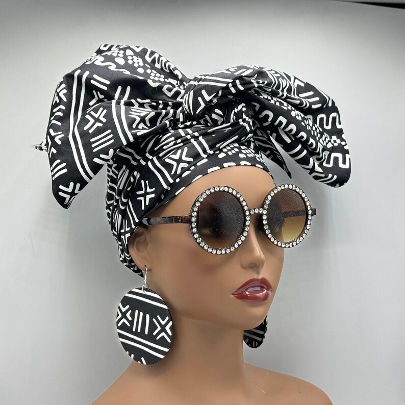 Black & White African Head Wrap image 2