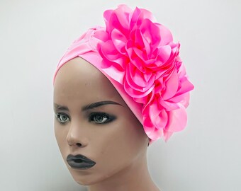 PRE-TIED Stretch Head Turban - Jersey Head Wrap - Pink Pre-Tied Head Wrap - African Turban - Head Wraps for Women | Nubian Grace