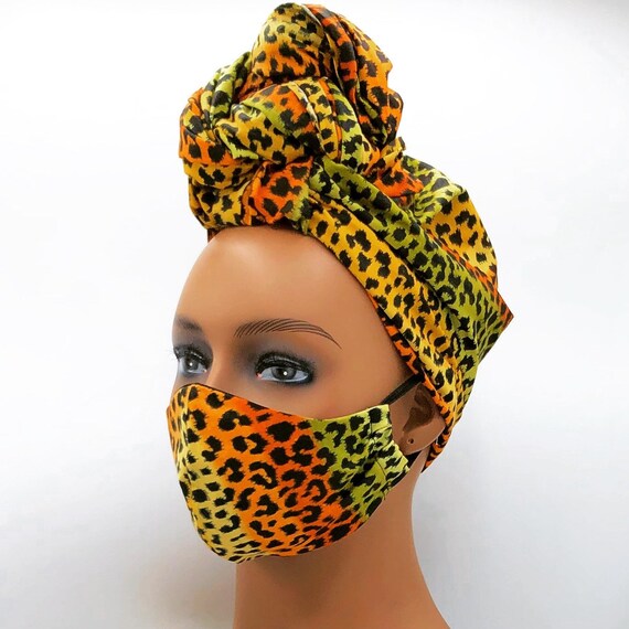 Animal Print Mask Set African Head Wrap and Mask Set Head Etsy