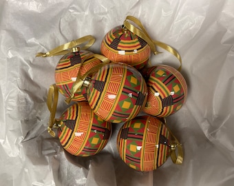 Kente Print Ornaments - African Ornaments - African Decor - Kente Ornament - African American Christmas Ornaments - Handmade Ornaments