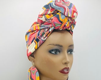 Kaleidoscope Print Head Wrap - African Turban - African Head Wraps For Women - Head Wraps for Women - Hair Wrap - Headwrap | Nubian Grace