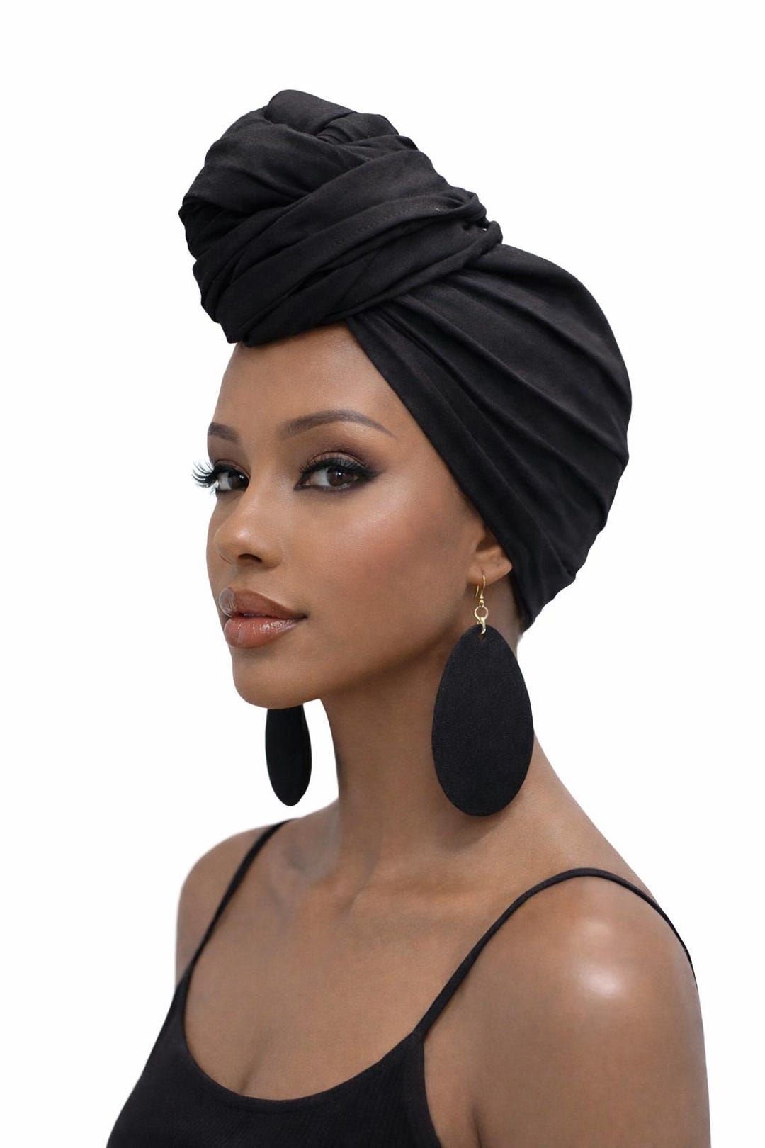 Black Cotton Head Wrap: African Turban Scarf for Women - Etsy display picture 1