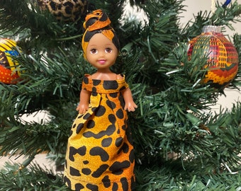 Animal Print African Christmas Doll Ornaments - African Ornaments - Tree Decor - Christmas Tree Decor - Ornaments and Accent
