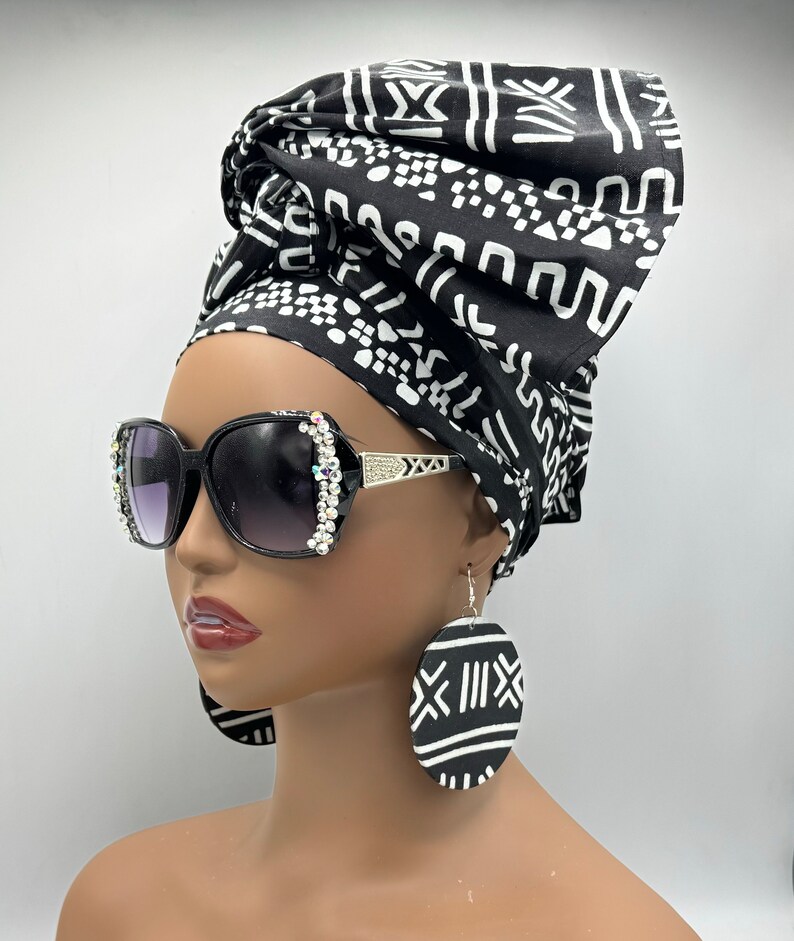 Black & White African Head Wrap image 5