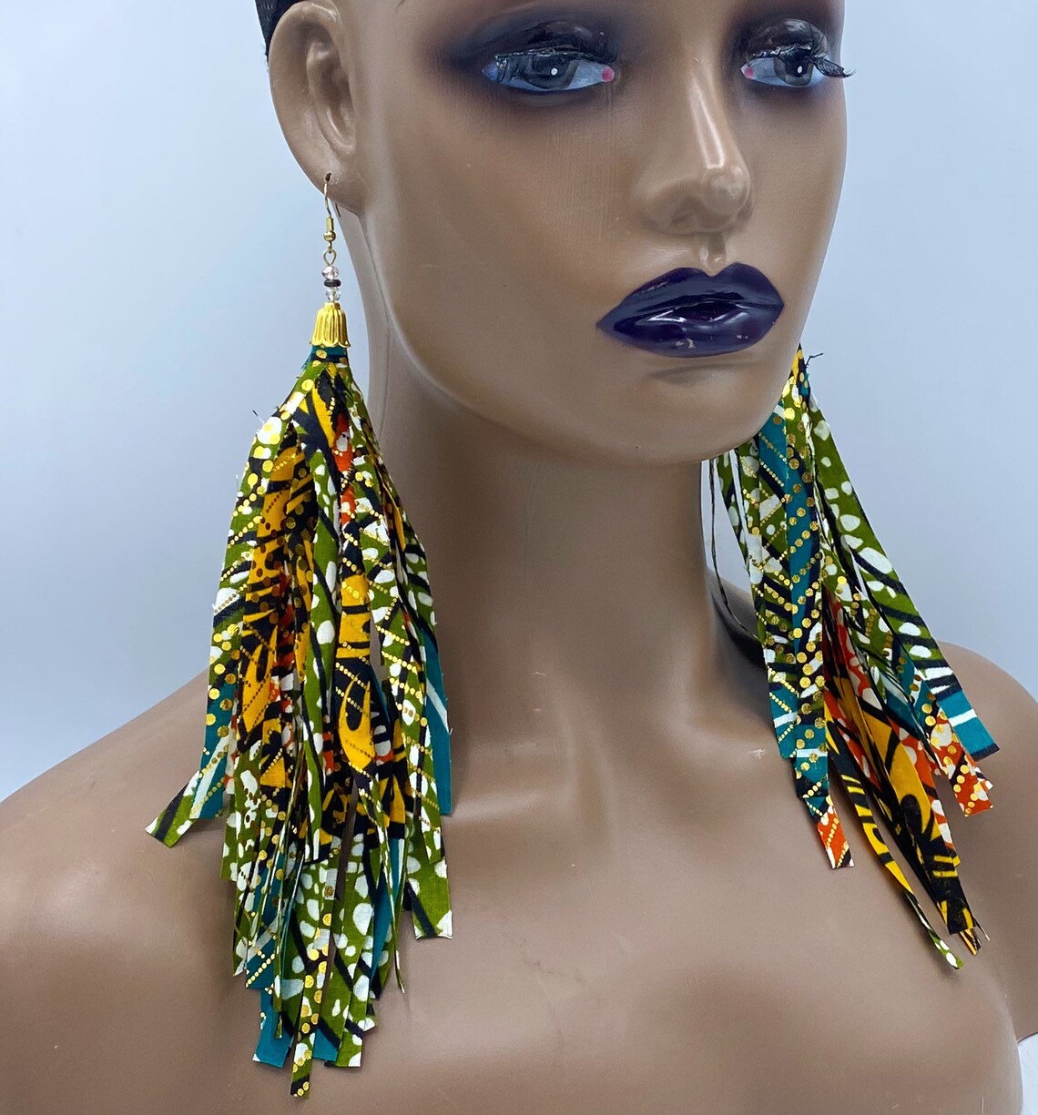 African Fabric Tassel Earrings Fabric Earrings Afrocentric Etsy