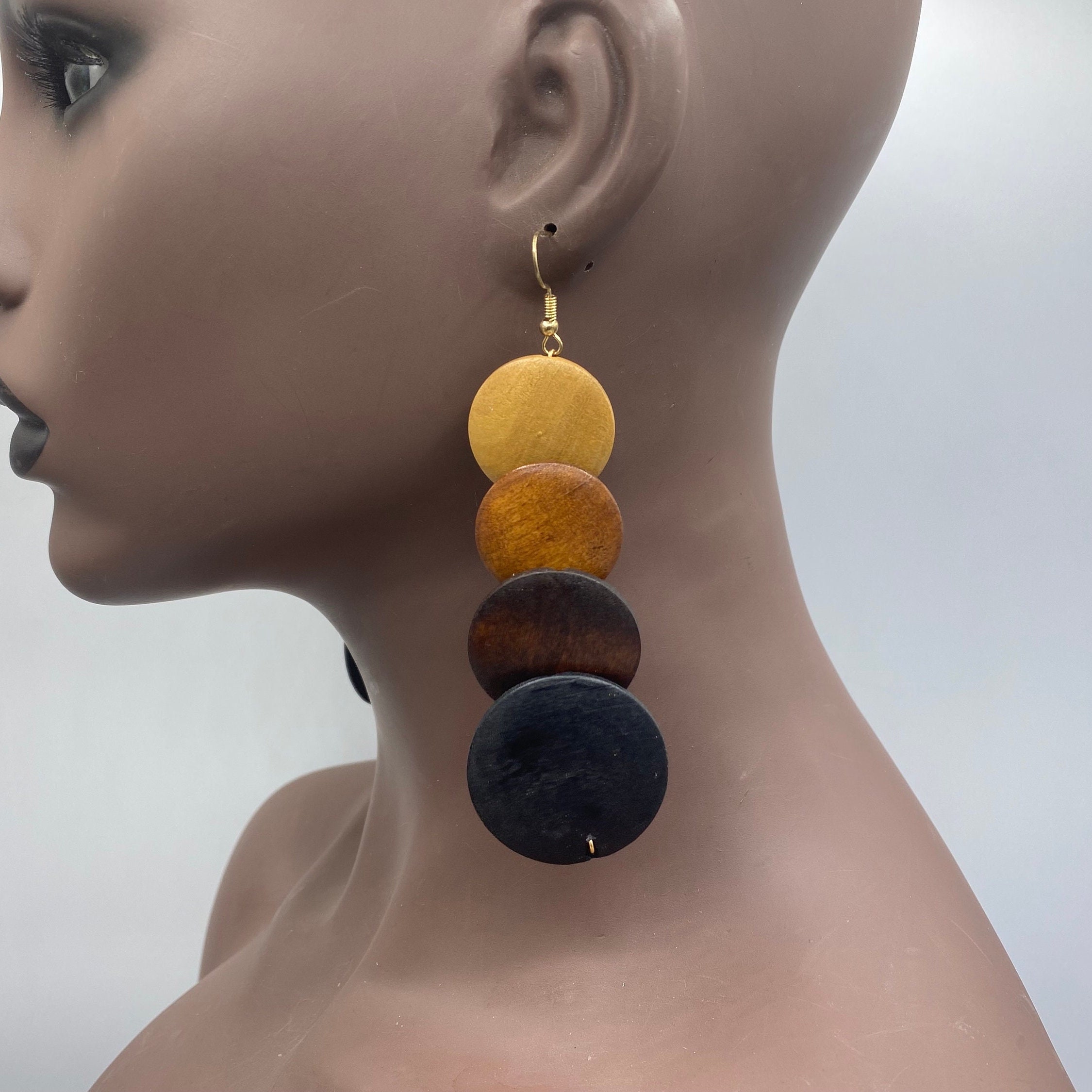 Big Beautiful Wooden African Earrings