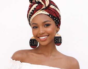 Tribal Print Head Wrap: African Cotton Turban for Women