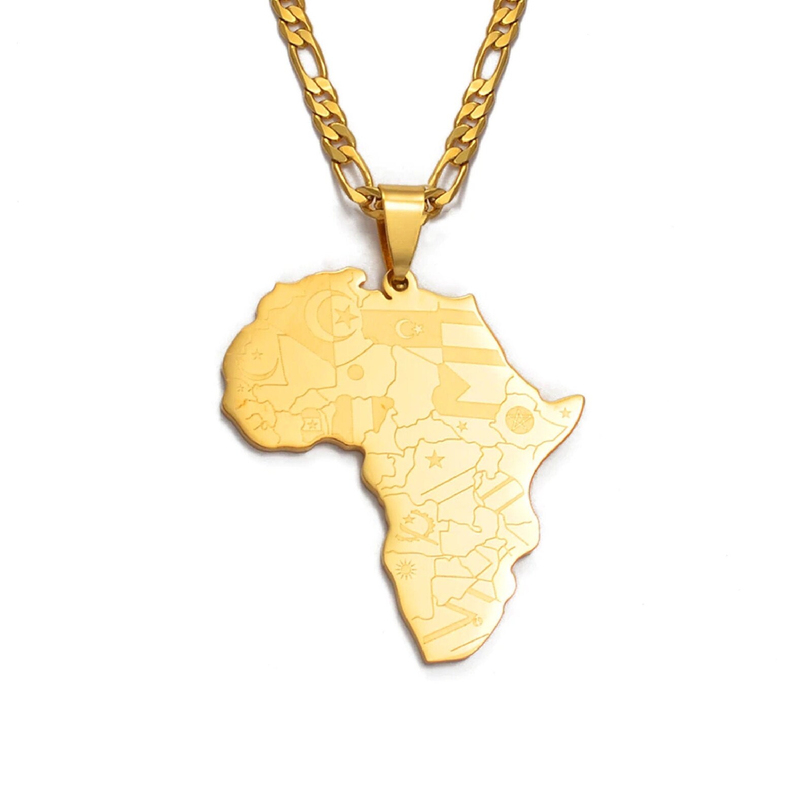 Gold Map of Africa Necklace African Continent Pendant Gold Etsy