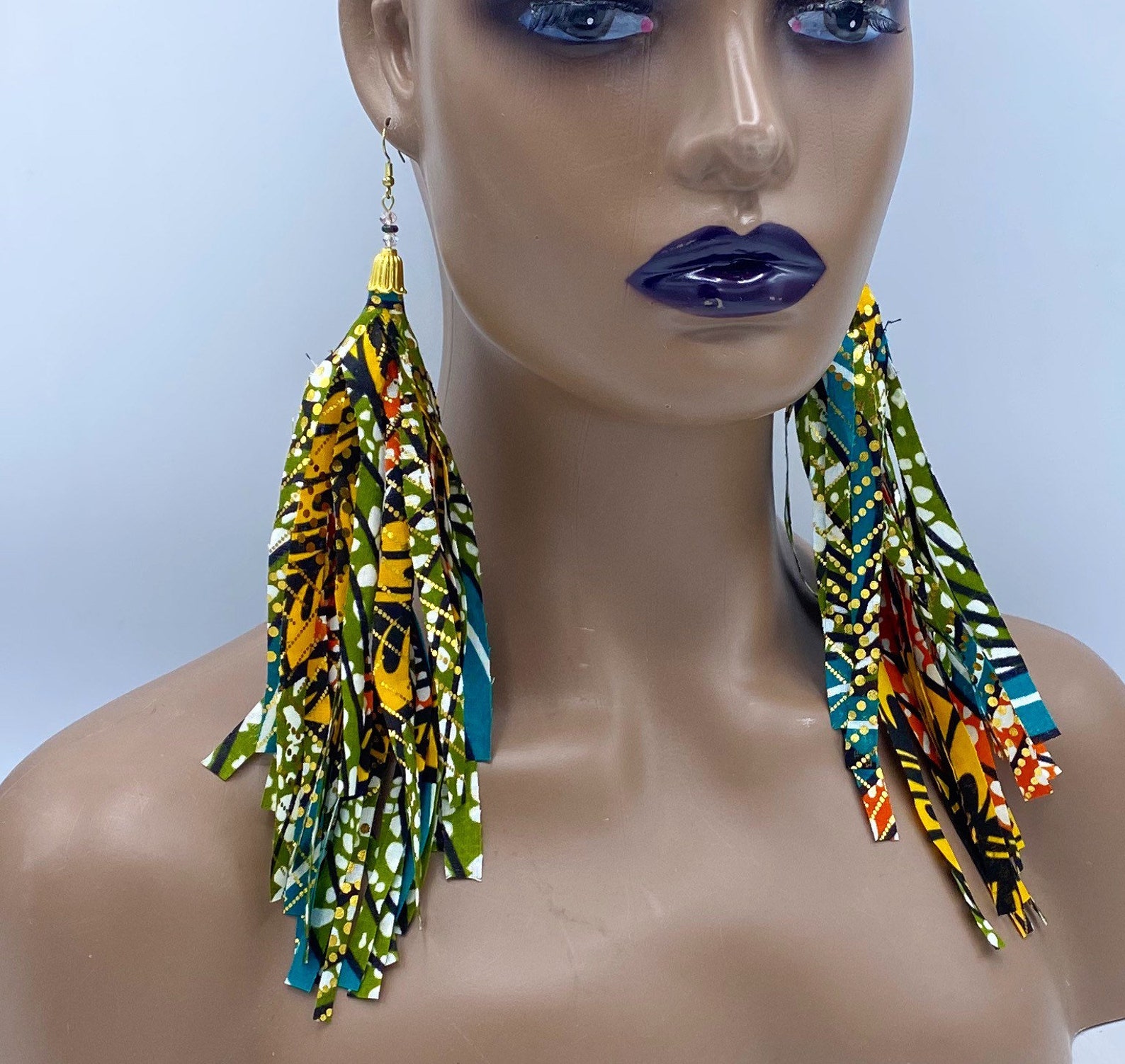 African Fabric Tassel Earrings Fabric Earrings Afrocentric Etsy