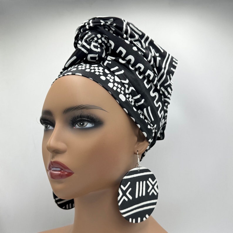 Black & White African Head Wrap image 3