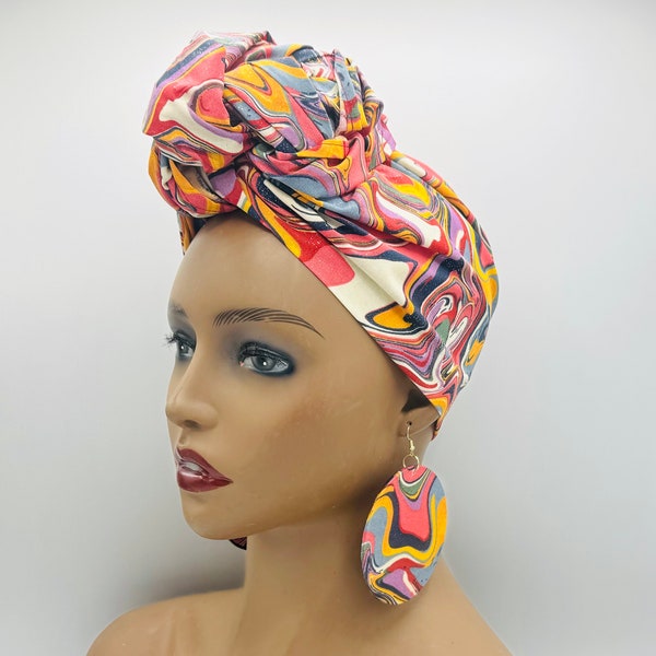 Kaleidoscope Print Head Wrap - African Turban - African Head Wraps For Women - Head Wraps for Women - Hair Wrap - Headwrap | Nubian Grace