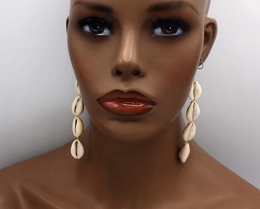 Cowrie Shell Earrings Vsco Earrings Puka Shell Cowry Shells Beach Jewelry Sea Shells Visco Multi