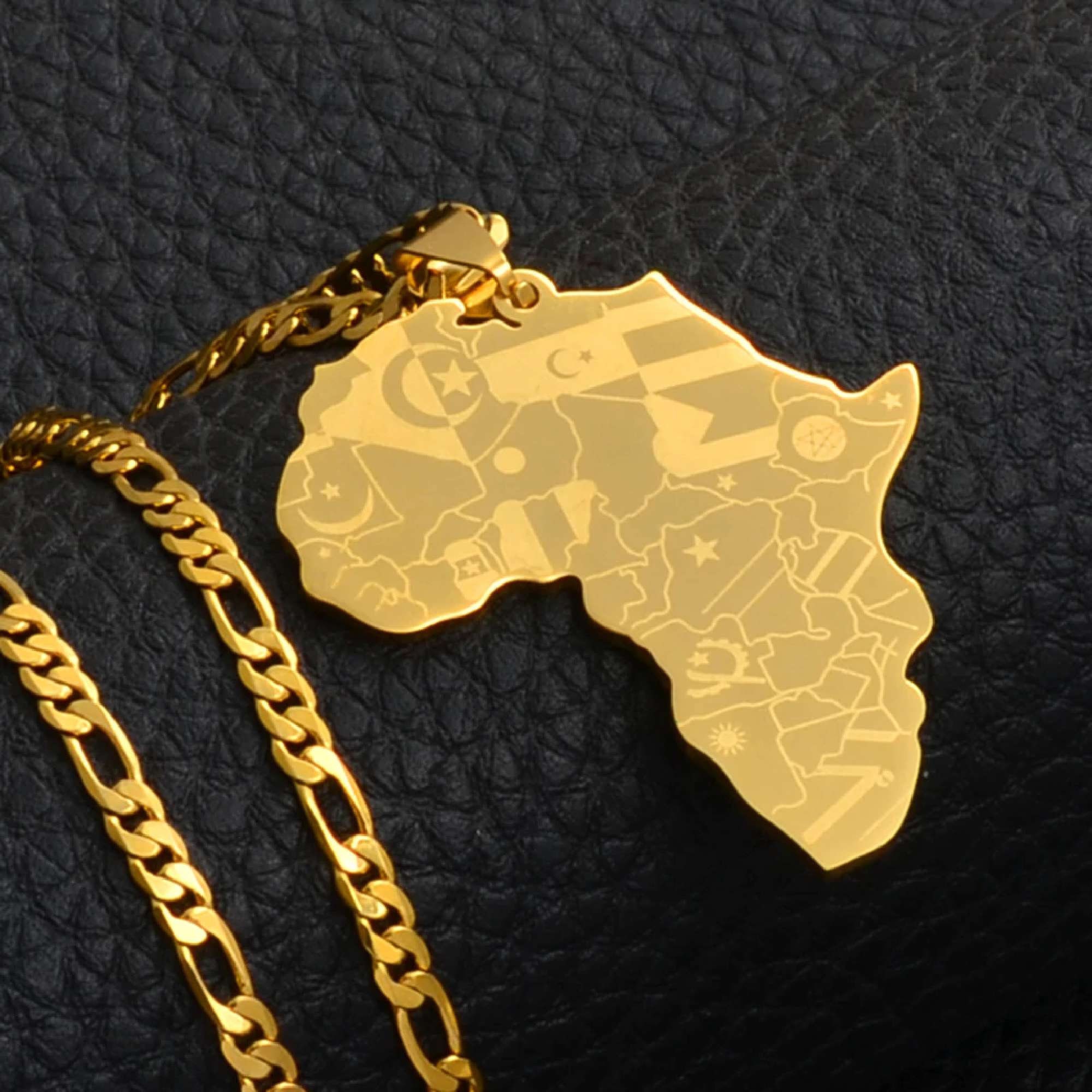 Gold Map of Africa Necklace African Continent Pendant Gold Etsy