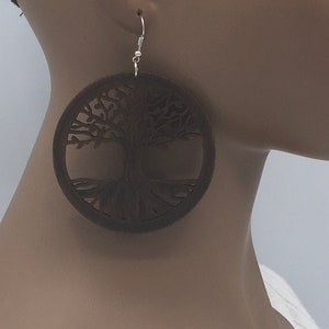 Tree of Life Wooden Earrings Laser Cut Wood Earrings Big Large Lazer Cut Nubian Grace image 4