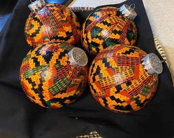 Large Kente Ornaments - African Ornaments - African Decor - Kente Ornament - African American Christmas Ornaments - Handmade Ornaments