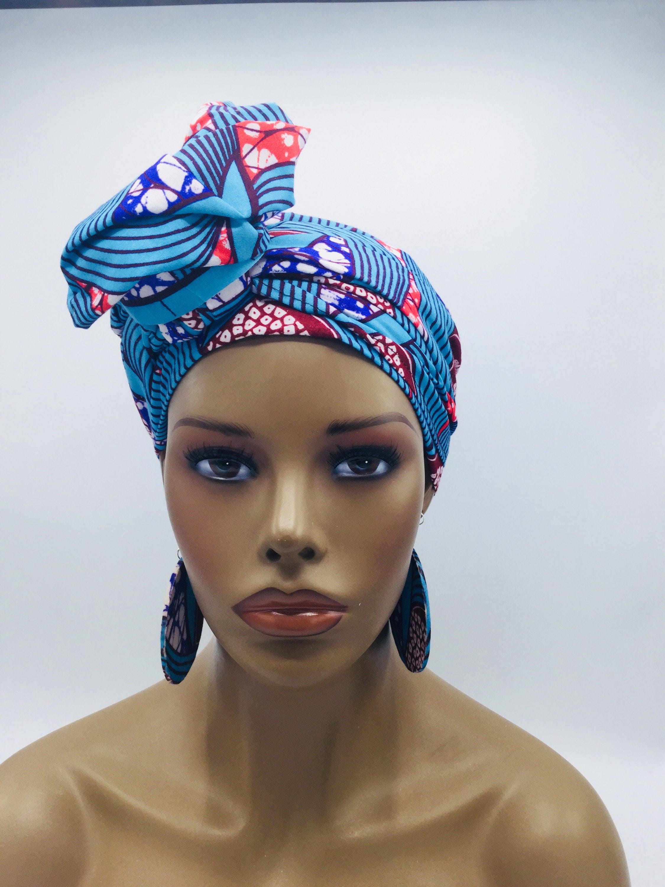Blue African Head Wrap - (72 x 22)