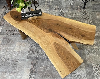 Coffee table "Jarek" made of local walnut wood with natural structure