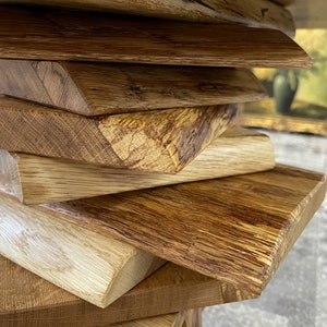 Coffee table Trequercus made of wild oak with tree edge and stacked legs image 6