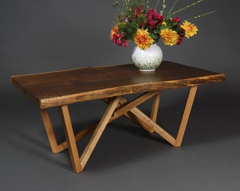 Coffee table "Aurel" made of smoked gold oak with individual leg frame