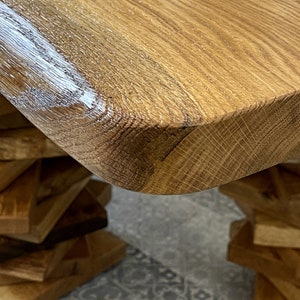 Coffee table Trequercus made of wild oak with tree edge and stacked legs image 9