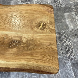 Coffee table Trequercus made of wild oak with tree edge and stacked legs image 5