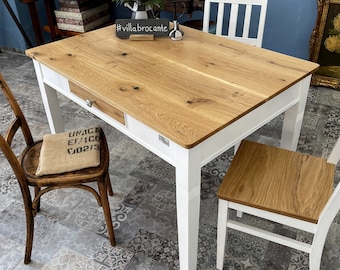 Kitchen table "Rose Beetle" made of extremely rustic wild oak with epoxy resin