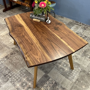 Coffee table &quot;Mara&quot; made of rustic walnut wood with tree edge