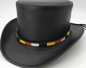 Handmade Hand Woven Headband / Hatband on Deerskin Leather Lacing in Medicine Wheel Colors ~ Fits Heads or Hats 21&quot; & Larger!