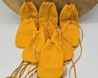 Handmade Deerskin Leather Medicine Bag / Neck Pouch with Drawstring