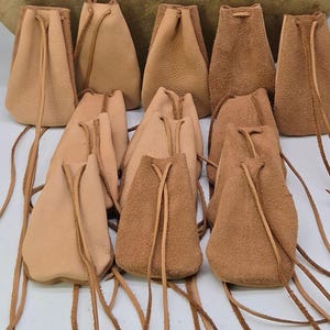 Moose Leather Medicine Bag / Neck Pouch with Drawstring ~ Double Sided