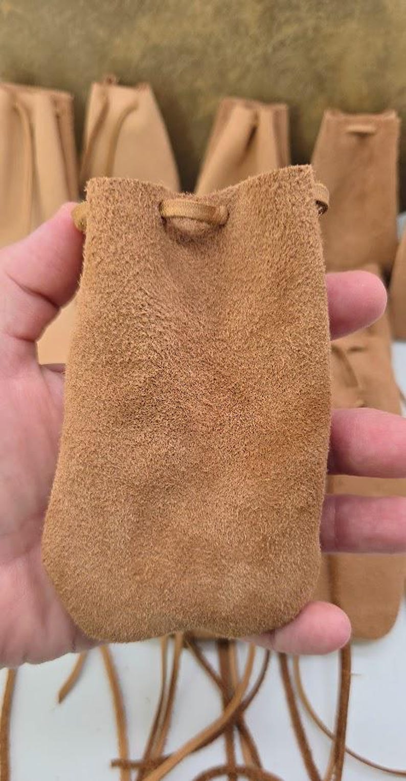 Moose Leather Medicine Bag / Neck Pouch With Drawstring ~ Double Sided ...