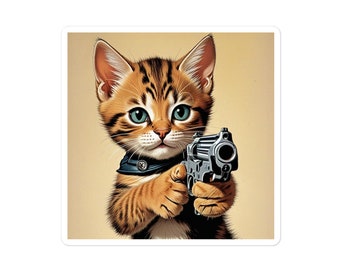 Funny Cat sticker - 4x4 inch - Subliminal Propaganda