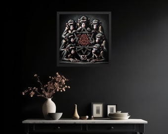 Monkey - Framed poster - 16x16 inch - ''New Religion''