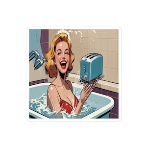 Live Laugh Toaster Bath Sticker - 4x4 inch